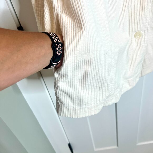 J. Jill Cream Corduroy Button Down Shacket Barn Chore Cottagecore Size Large - Picture 4 of 7